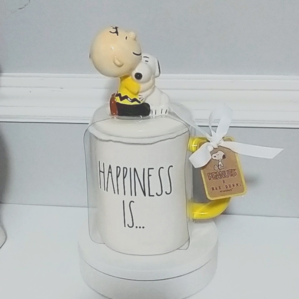 Rae Dunn Classic Peanuts 3D "Happiness Is... A Warm Hug" Double Side Mug